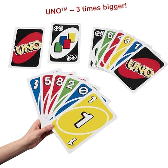 rayihni ​GIANT UNO CARD GAME FOR KIDS, ADULTS & FAMILY NIGHT, OVERSIZED CARDS & CUSTOMIZABLE WILD CARDS FOR 2 TO 10 PLAYERS - Image 3